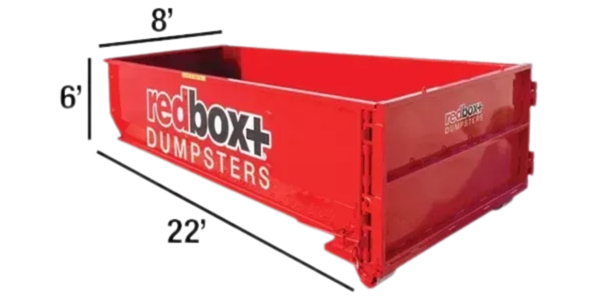 30 yard dumpster, 8 by 6 by 22 feet