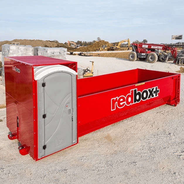 redbox+ dumpster at an Austin construction site